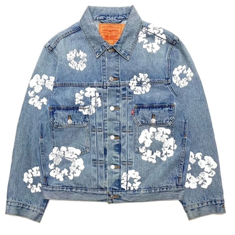 DiZNEW wholesale high quality cotton screen printing mens denim jacket