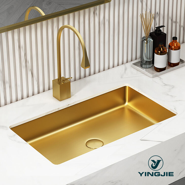 Factory Luxury Handmade Golden Sink Bathroom Stainless Steel SS304 Undermount Sinks Art Basins