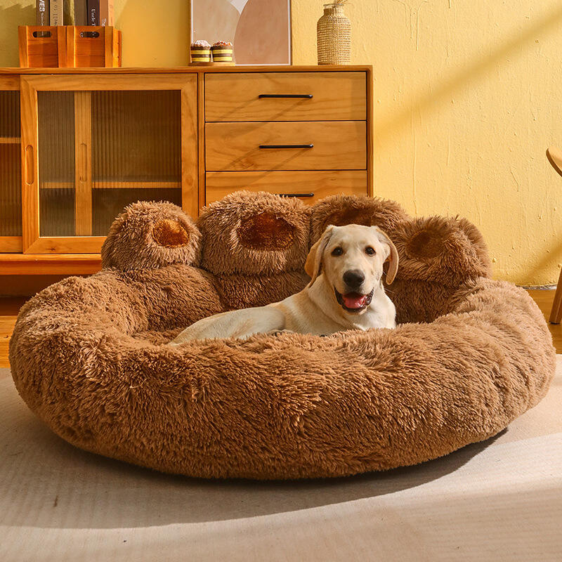 Aoyatex Factory Wholesale Luxury Pet Bed Soft Plush Dog House Pet Mat Round Warming Plush Pet Beds details