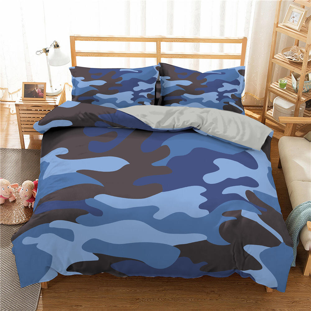 Custom camouflage 3d printed comforter bedding set designer sheet set king size luxury manufacture