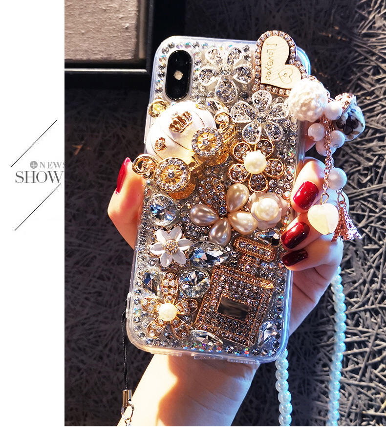 Acrylic Perfume Bottle Full Of Diamonds Bling Glitter Designer Luxury Phone Case For Iphone 13 supplier