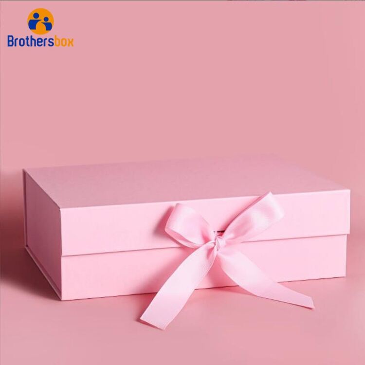 Multi-color Folding Gift Box with Ribbon / Custom Collapsible Rigid Box supplier