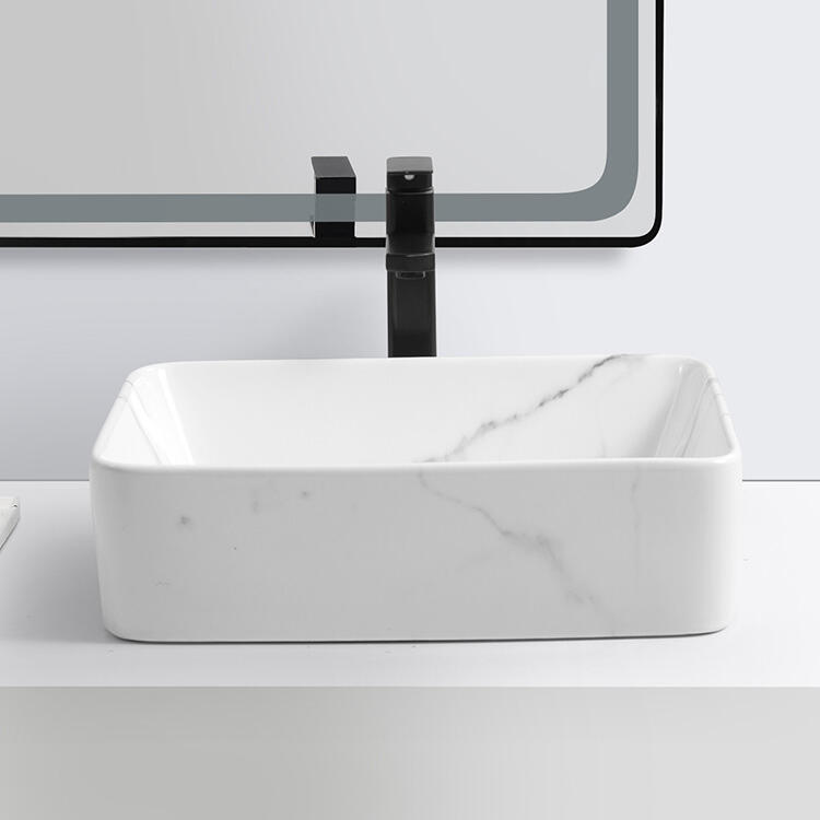 Natural Clean Simple White Marble Ceramic Sinks Art Basin Counter Top Wash Basin details