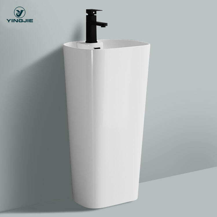 hot selling factory direct ceramic bathroom free standing pedestal sink for bathroom