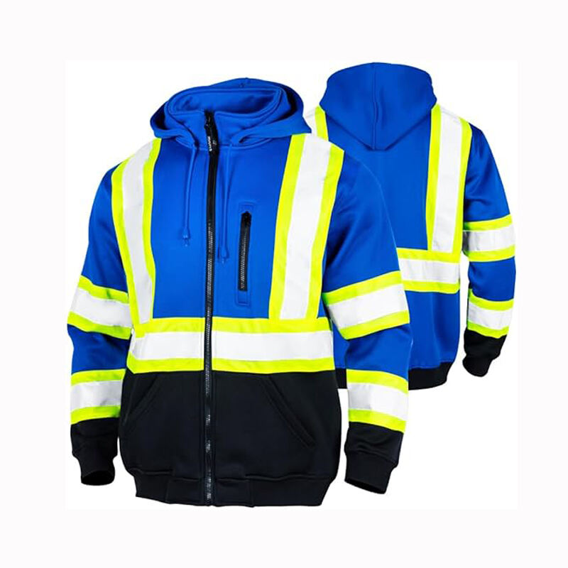 High Visibility Safety Sweatshirts Zip Closure Fleece Safety Jacket ANSI Class 3 Jackets Detachable Reflective Work Hoodies supplier