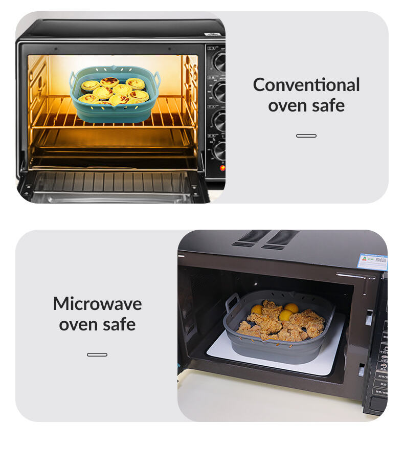 Square Foldable Silicone Air Fryer Liners with Divider manufacture