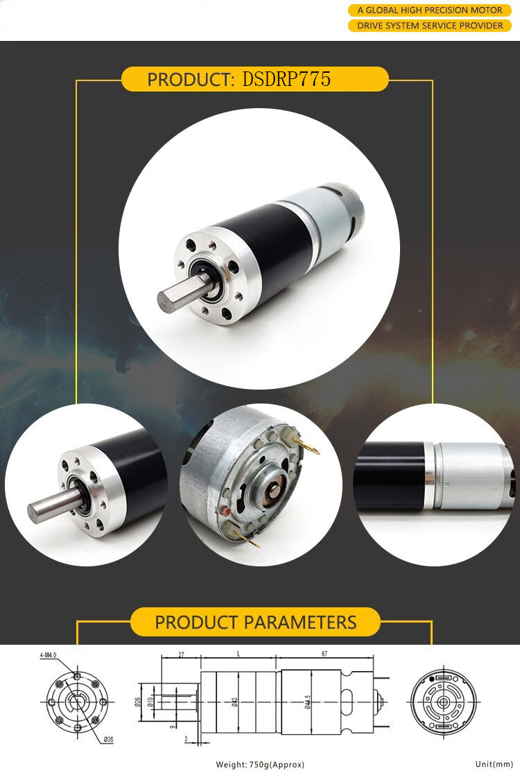 DSD 37mm DC Gear Motor 520 528 555 12V 24V High Quality High Torque Spur Geared DC Motor details