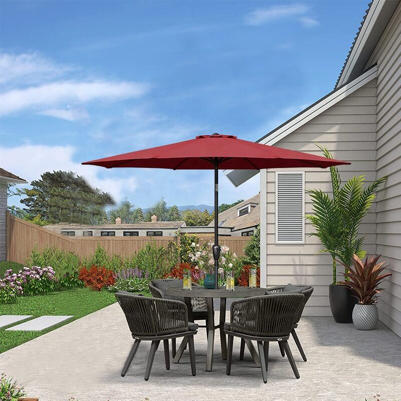 X Outdoor Garden Iron Outdoor furniture 9ft yard patio umbrella 180g polyester fabric Center Pole Parasol manufacture