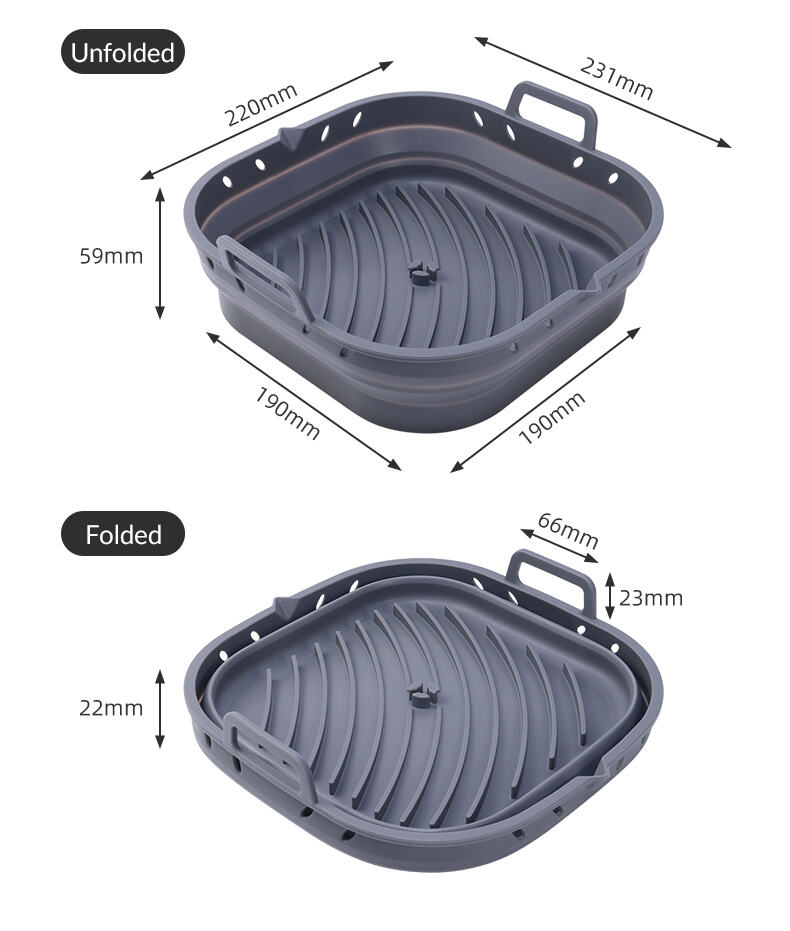 Square Foldable Silicone Air Fryer Liners with Divider factory