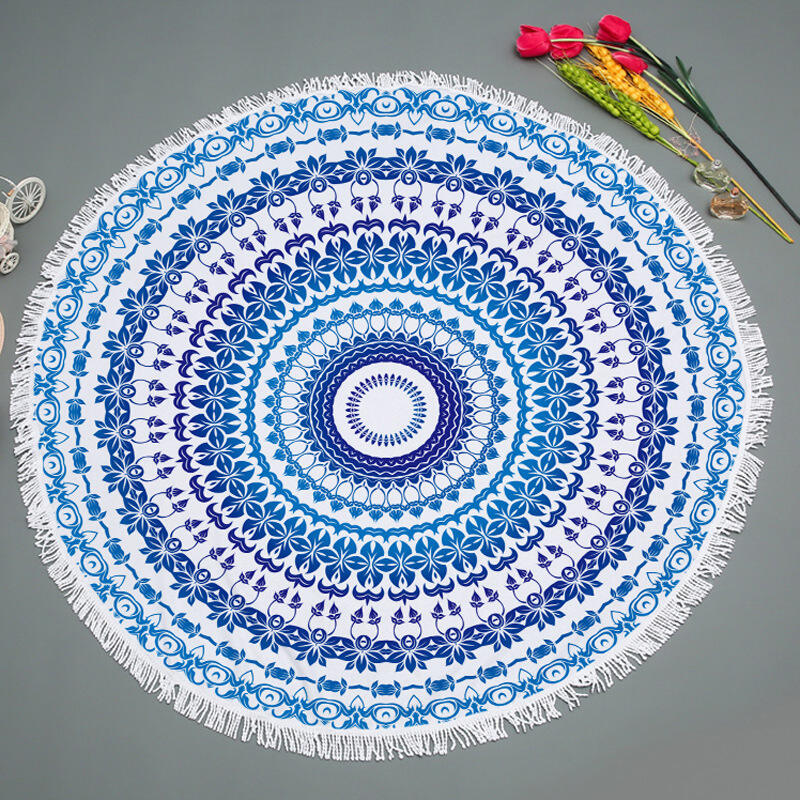 High quality Sublimation digital printing large round printed beach towel details