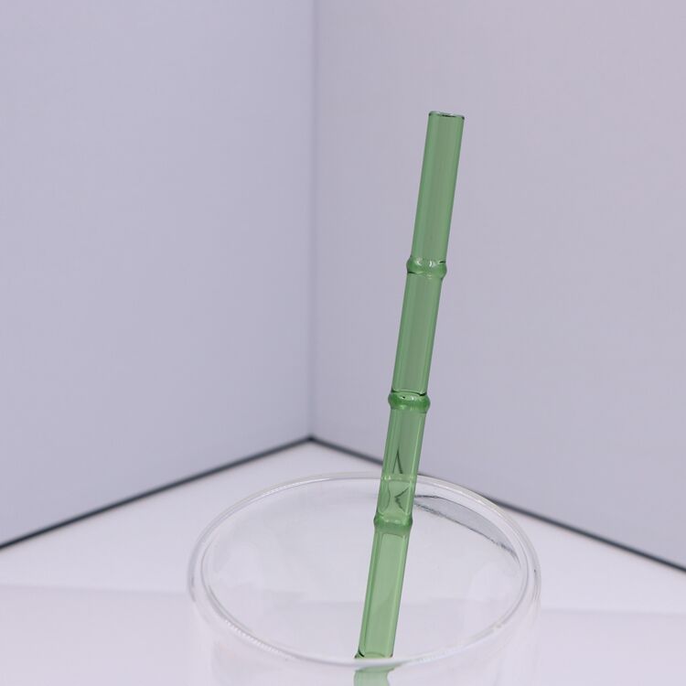 8mm Coloured Borosilicate Bamboo Design Glass Straw supplier