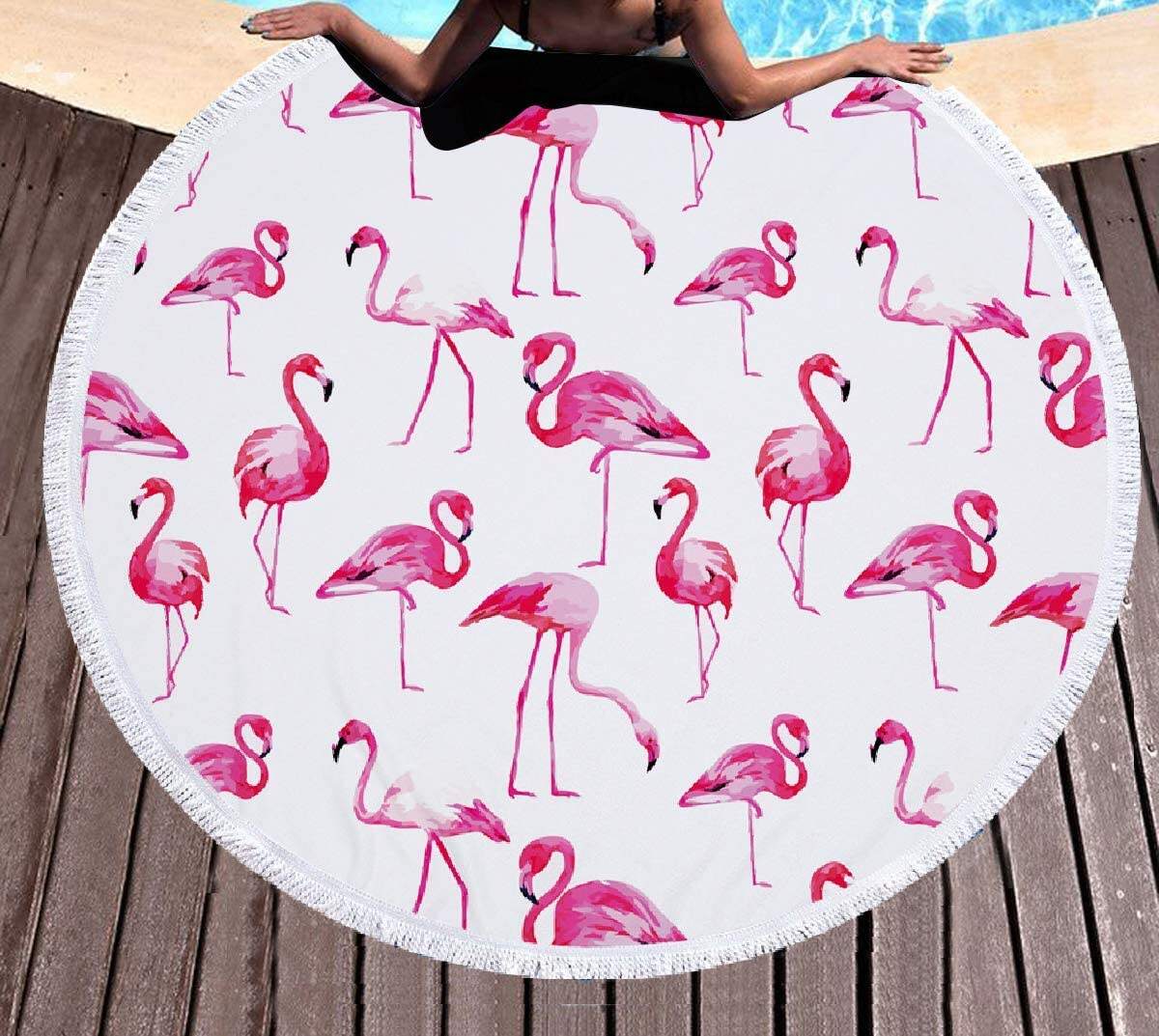 Luxury Custom Print Circle Sandfree Microfiber and cotton  Printed Round Beach Towel With Tassels supplier