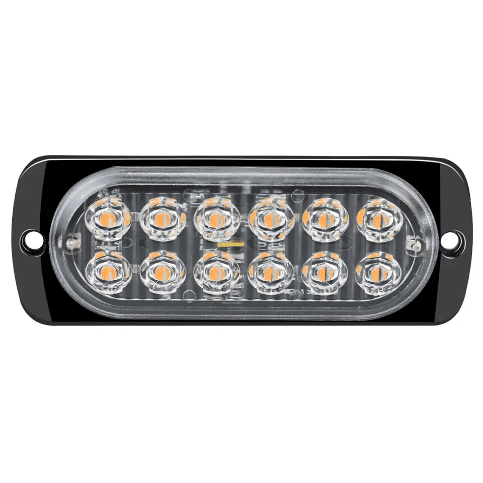 Ultra Amber White 12 LED Emergency Strobe Lights Warning Emergency Flashing Caution Construction Hazard Light Bar for Car Truck Van Off Road Vehicle ATV SUV Surface Mount