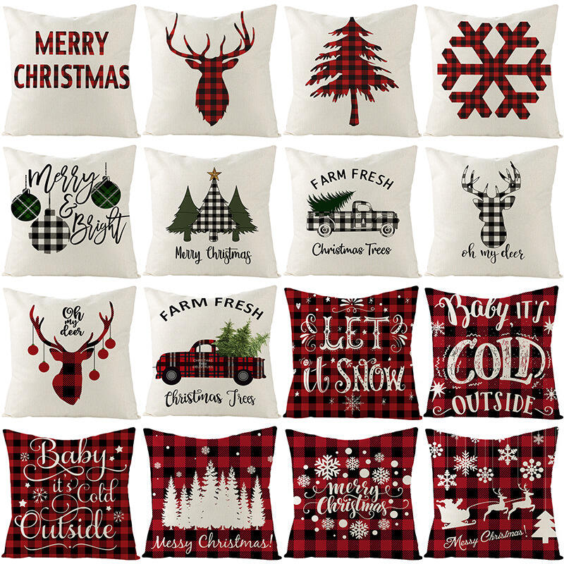 Christmas cushion cover 45*45 cm Pillowcase Sofa Linen covers Home Decor for Car