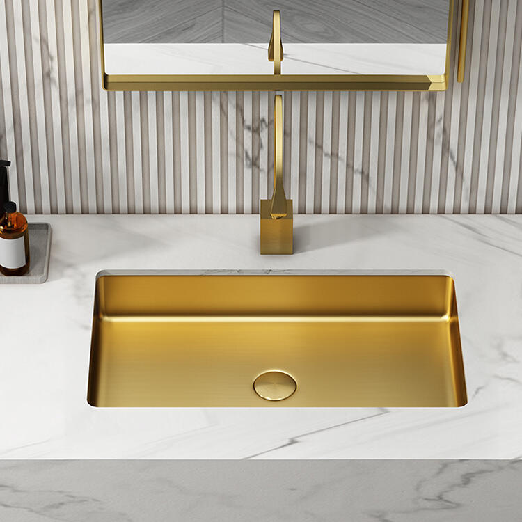 Factory Luxury Handmade Golden Sink Bathroom Stainless Steel SS304 Undermount Sinks Art Basins supplier