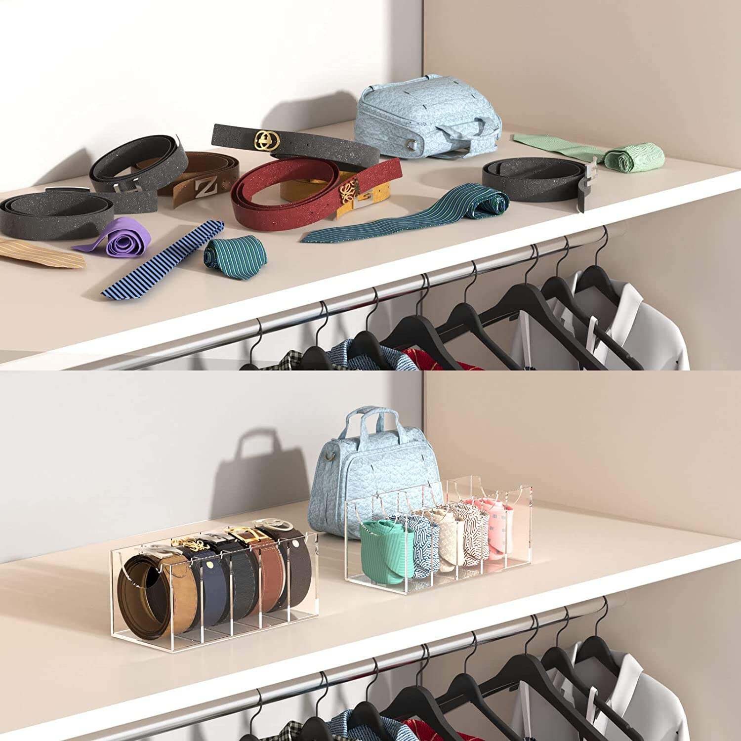 Customized  Acrylic 5 Compartments Belt Container Storage Holder supplier