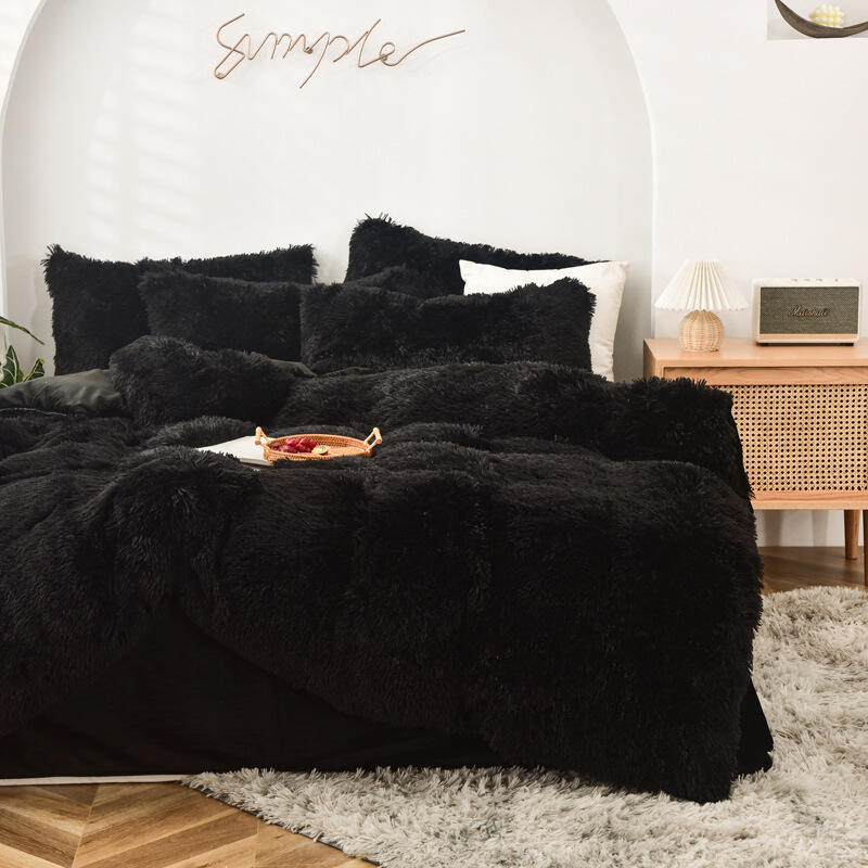 Luxury Velvet Plush Shaggy Ultra Soft Crystal Velvet Duvet Cover fluffy bed sets Fluffy comforter bedding set supplier