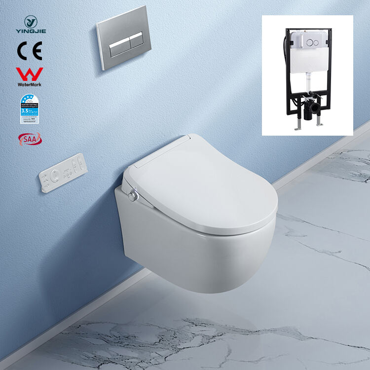 new design sanitary wares wc automatic wall hung square smart toilet with tank