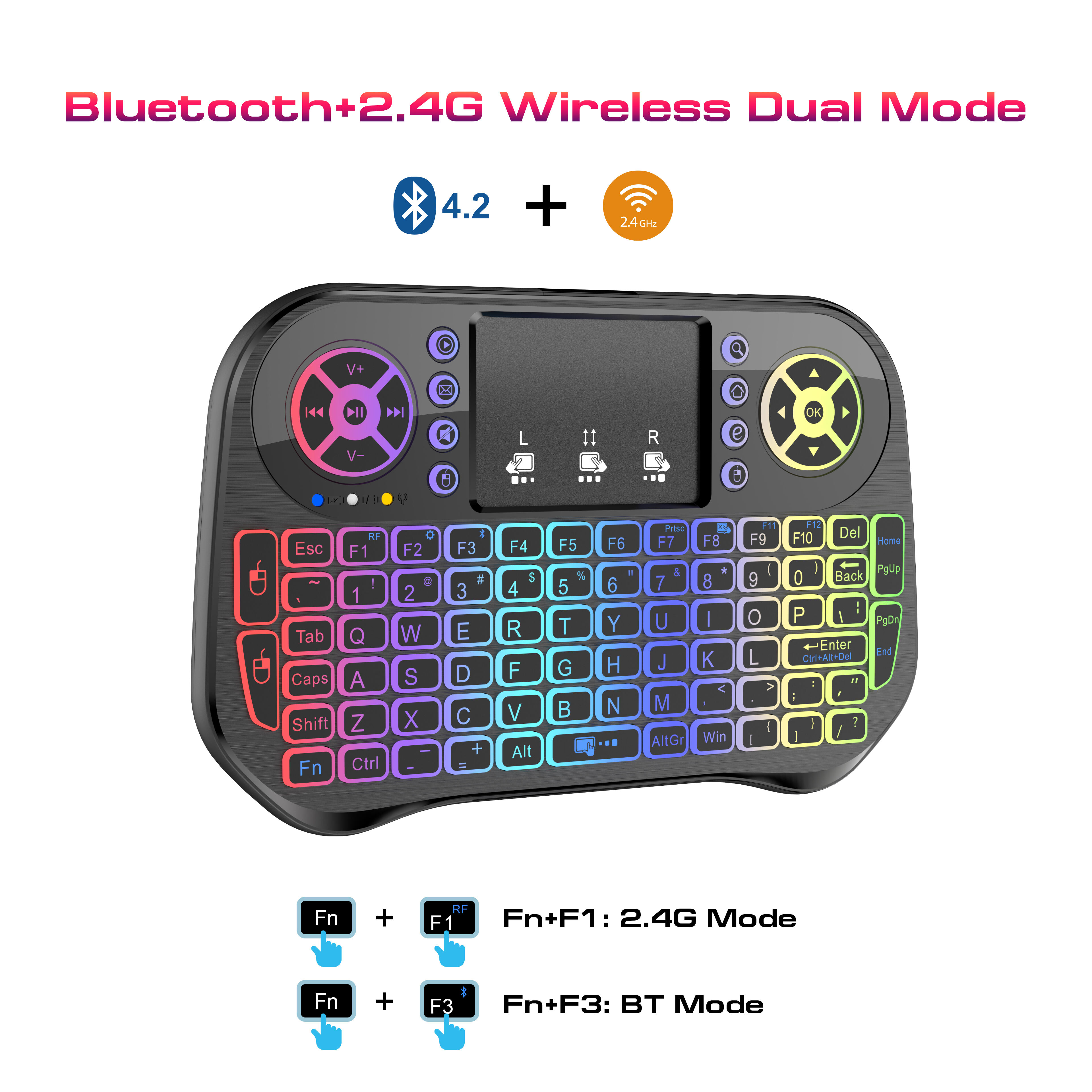 OEM 2.4G Wireless mini smart  remote RGB backlit keyboard i10 Air Mouse keyboard for TV Box factory