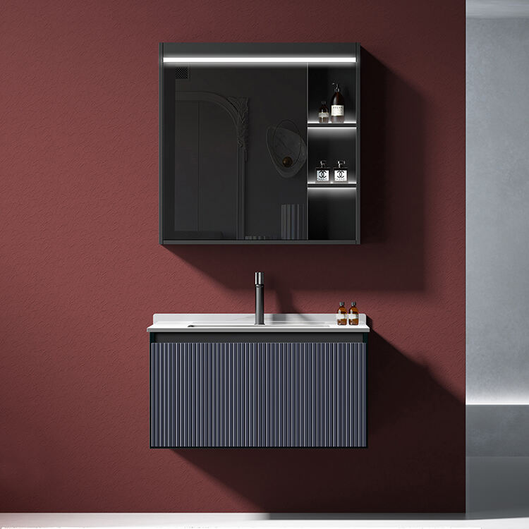 bathroom modern wall vanity cabinet with single sink mirror for hotel manufacture