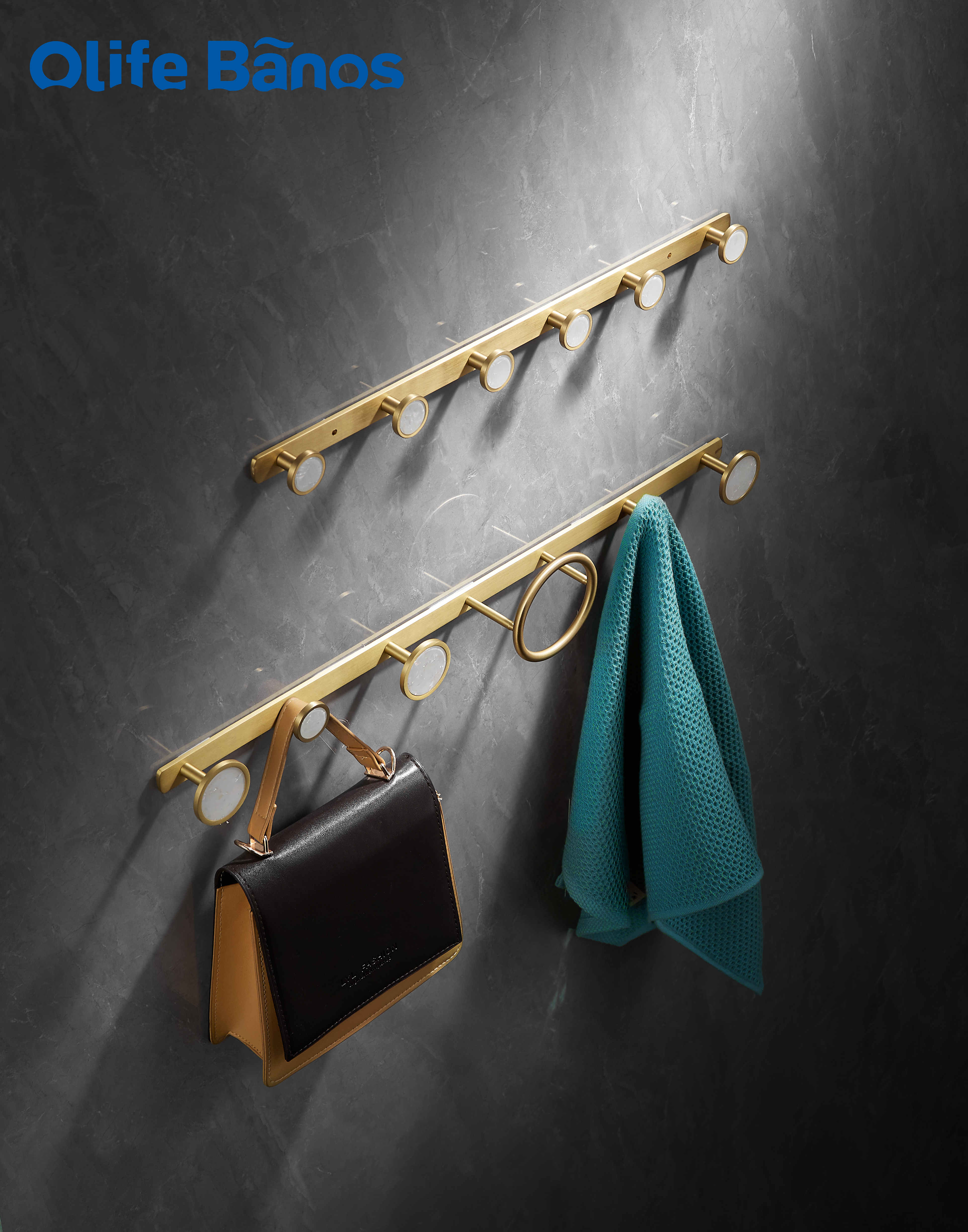 Luxury Gold Wall Mounted Brass Hooks Coat Towel Hook Rail Hanger for Hanging Clothes Hat Purse Robes in Bathroom factory