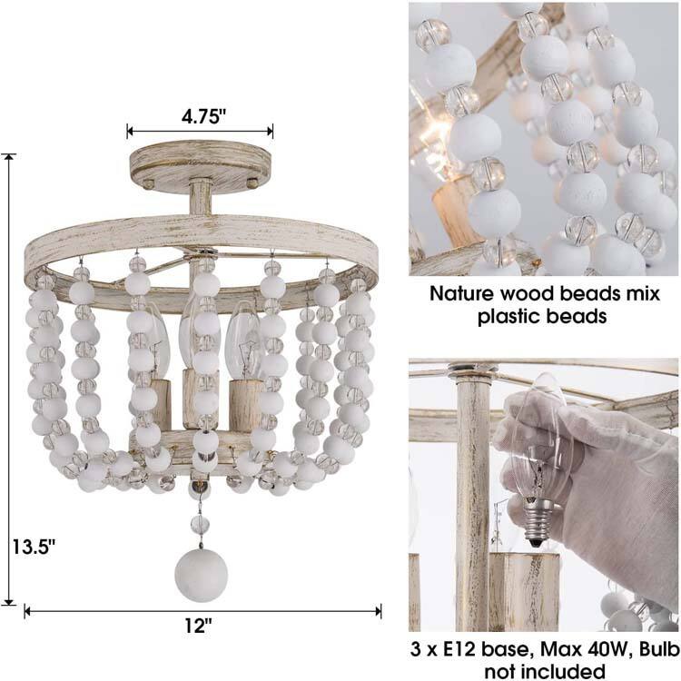 Bohemian Style Vintage Rustic Hotel Room Design Boho E12 Wood Base Beads Recessed Ceiling Light details