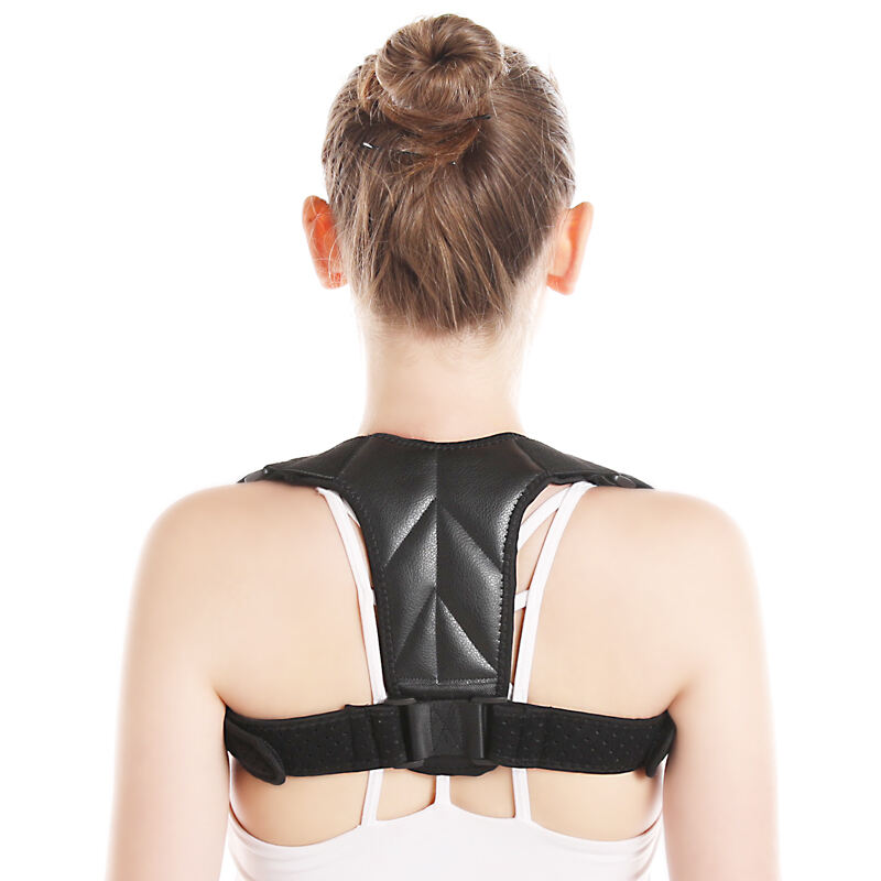 3002 New Style Leather Back Support Brace Posture Corrector For Men & Women