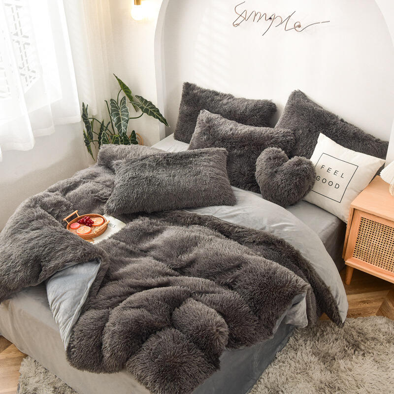 Luxury Velvet Plush Shaggy Ultra Soft Crystal Velvet Duvet Cover fluffy bed sets Fluffy comforter bedding set details