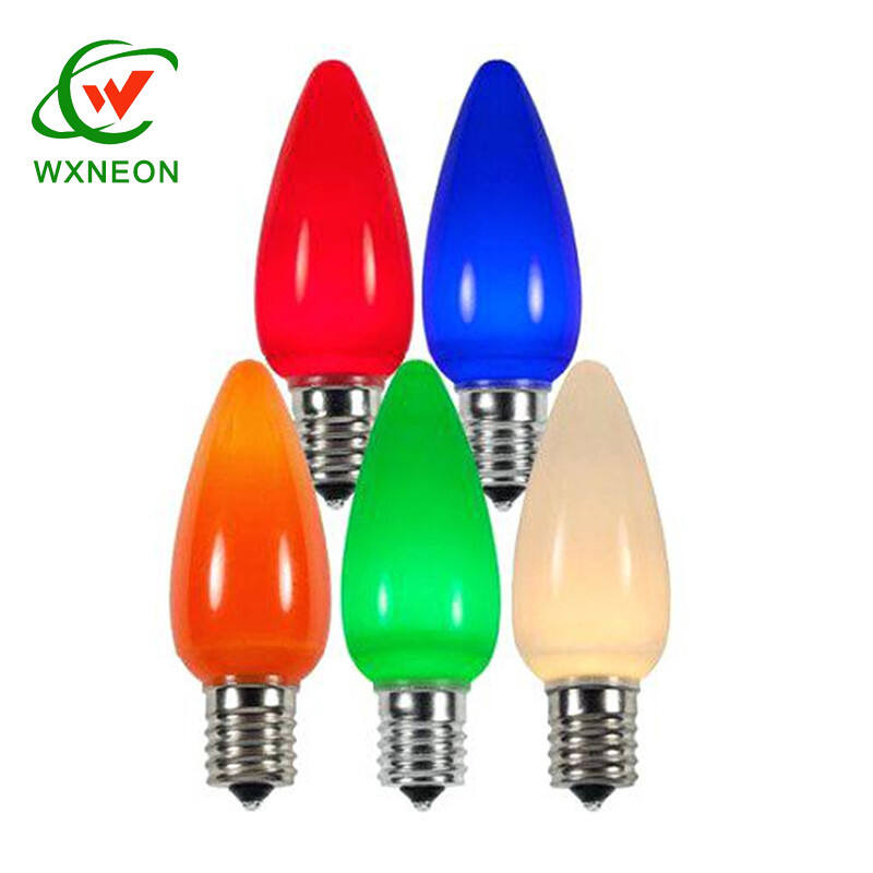 LED Smooth Colored C9 Christmas Light Bulbs for E17 Sockets factory