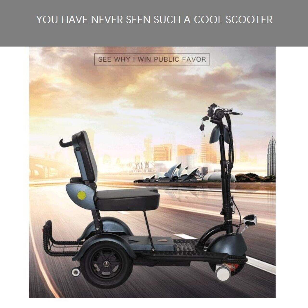 KSM-903 3 Wheel Intelligent Foldable Scooter Lithium Battery Mobility Adult Handicapped Tricycles Electric Scooter factory