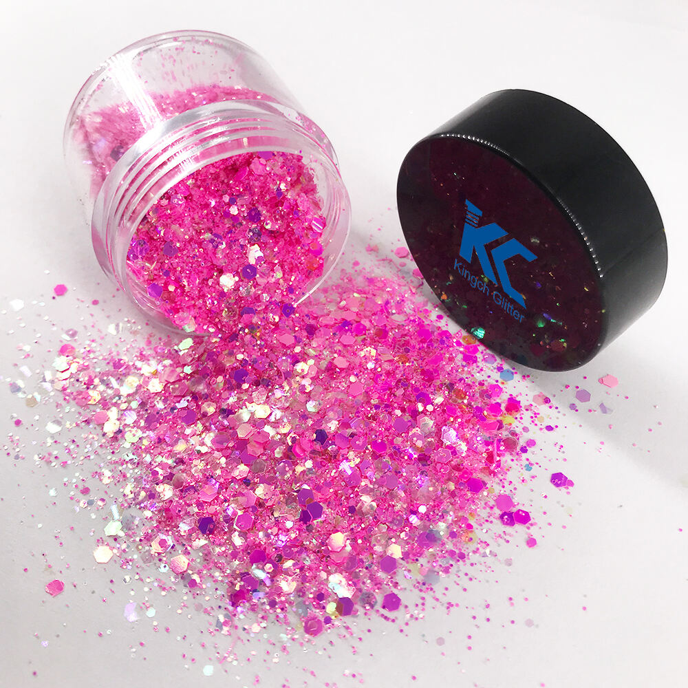 Hot pink Chunky glitter pot for Nail Face body &Crafts manufacture