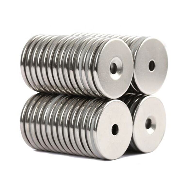 Strong magnetic force round neodymium magnet with countersunk hole for screw manufacture