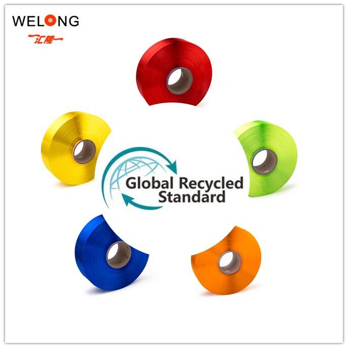 150D GRS DTY Recycled Polyester Textured Yarn For RPET Fabric details