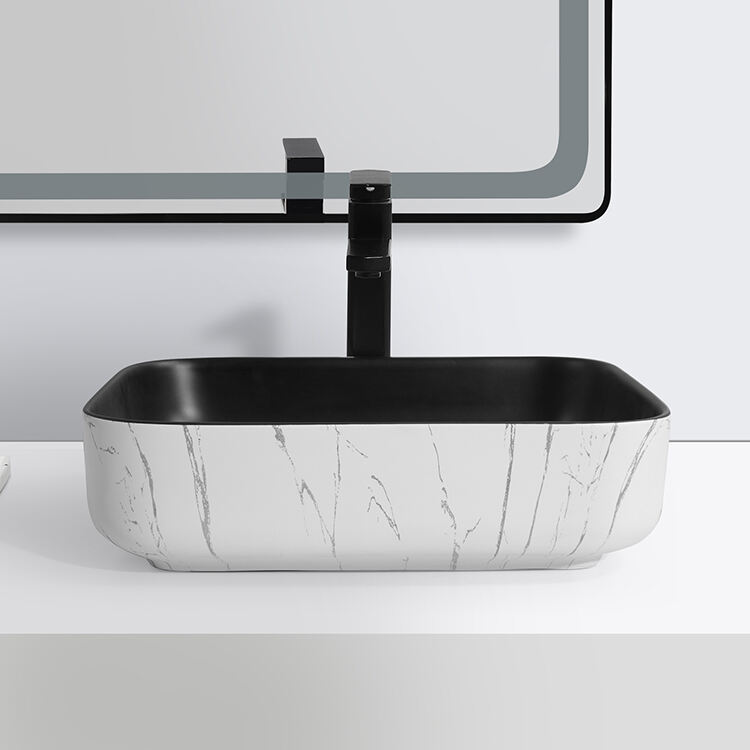 sanitary ware white marble stone washroom ceramic sinks art basin counter top wash basin factory