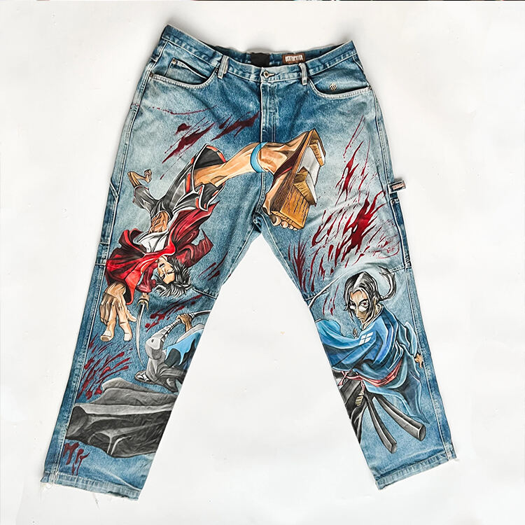 DiZNEW Custom Wholesale Digital Loose All Over Designer Print Jeans details