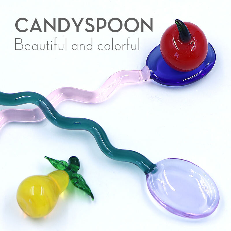 Creative Milk Dessert Spoon  Clear Transparent  Stirring Coffee Spoons Tea Colored Glass  Spoons details