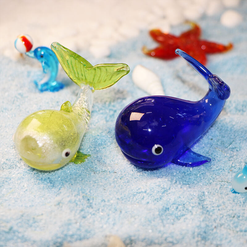 Factory OEM ODE Miniature Animals Murano Glass Dolphin Figurines for Household decoration details