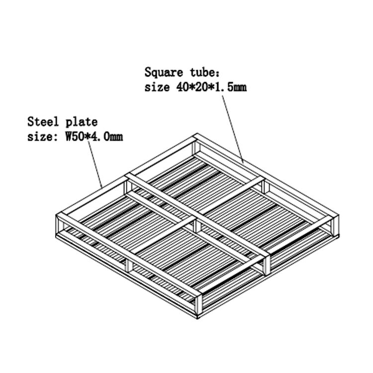 Penyimpanan logistik palet baja dua sisi pengiriman logam galvanis yang dapat digunakan kembali pabrik forklift palet besi pemasok palet logam lembaran