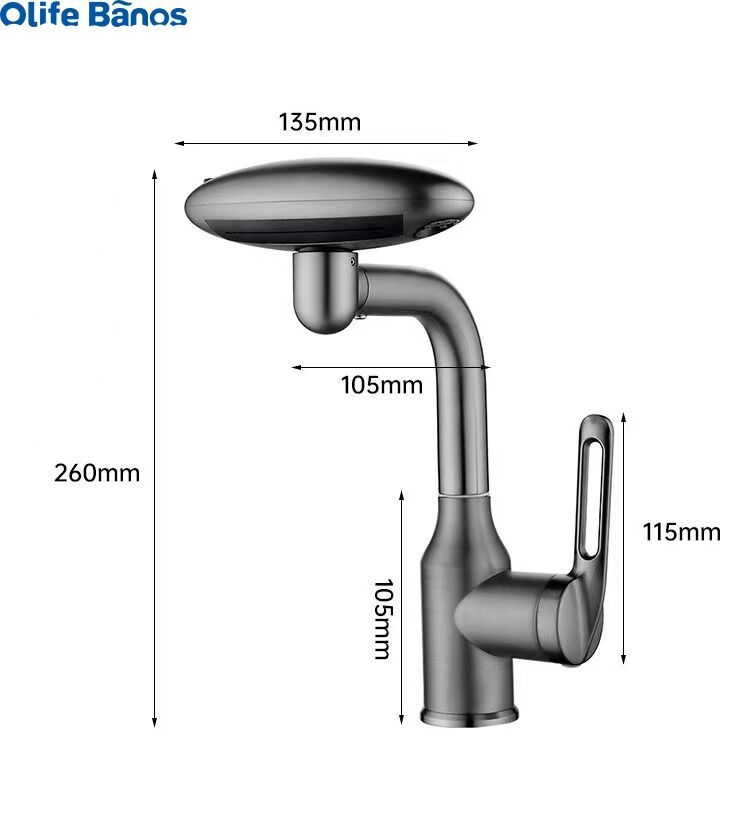 2024 Latest Design Silver Gold Deck Mounted Bathroom Hot and Cold Taps Four Modes Waterfall Faucet Universal Mixer Faucet Grifo details