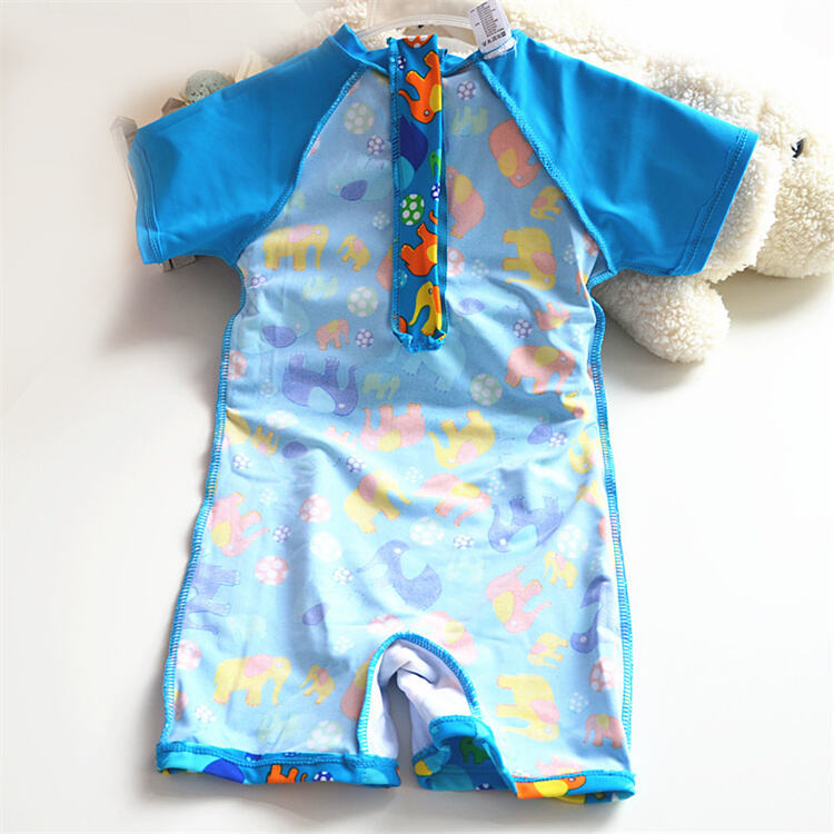 Blue Elephant Pattern One Piece Swimsuit Boys Swimwear factory