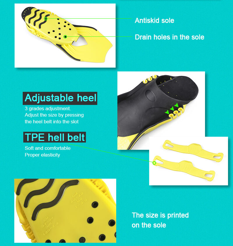 New Arrival Open Heel Adjustable Adult Snorkeling Full Foot Packet Fins Rubber Scuba Diving Finds For Kids supplier