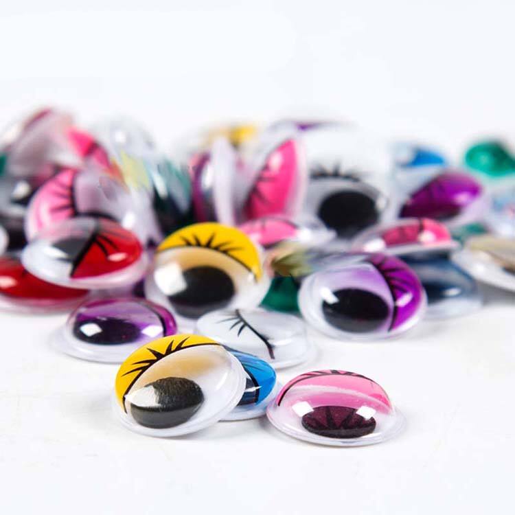 Handcraft DIY Self Adhesive Colored Eyelash Wiggly Eyes  details