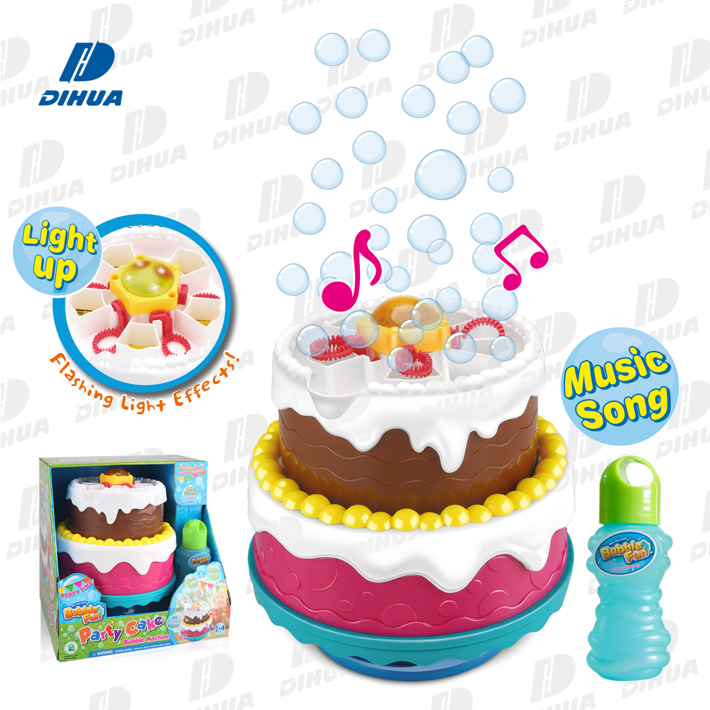Bubble Fun - Portable Automatic Bubble Machine w/ Light & Happy Birthday Song Kids Celebration Cake Birthday Party Toy 4oz 118ml