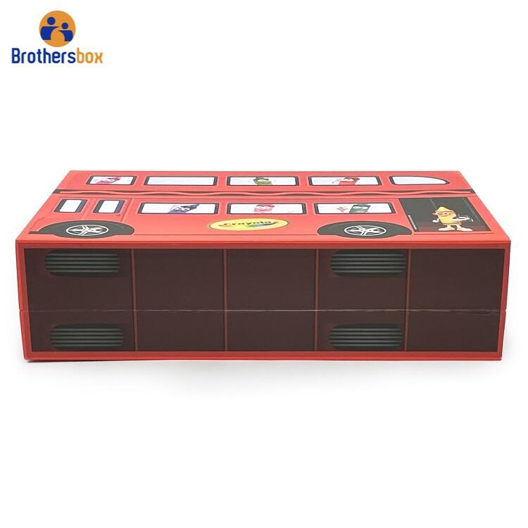 Personalized School Bus Paper Box Suitcase/ Cardboard Suitcase with Handle details