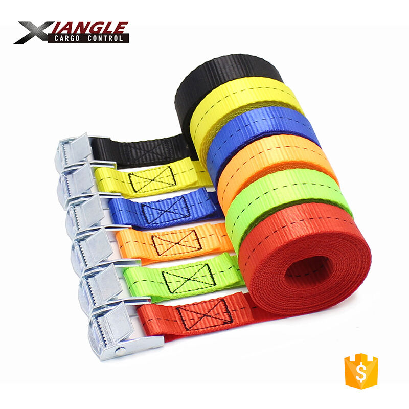 Best motorcycle 25mm polyester webbing cargo lashing 1 inch 550kgs cam buckle tie down straps manufacture