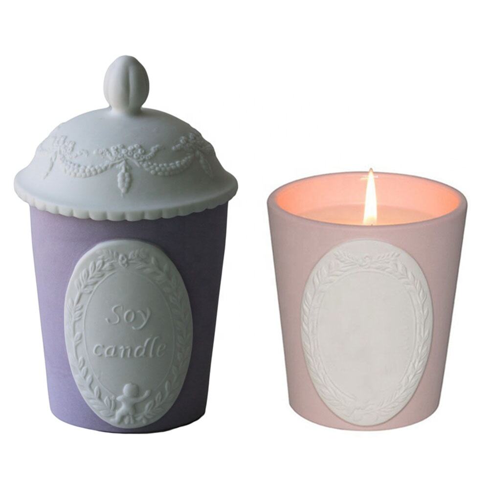 Luxury custom  ceramic porcelain candle jars and boxes small  candle containers with lids supplier