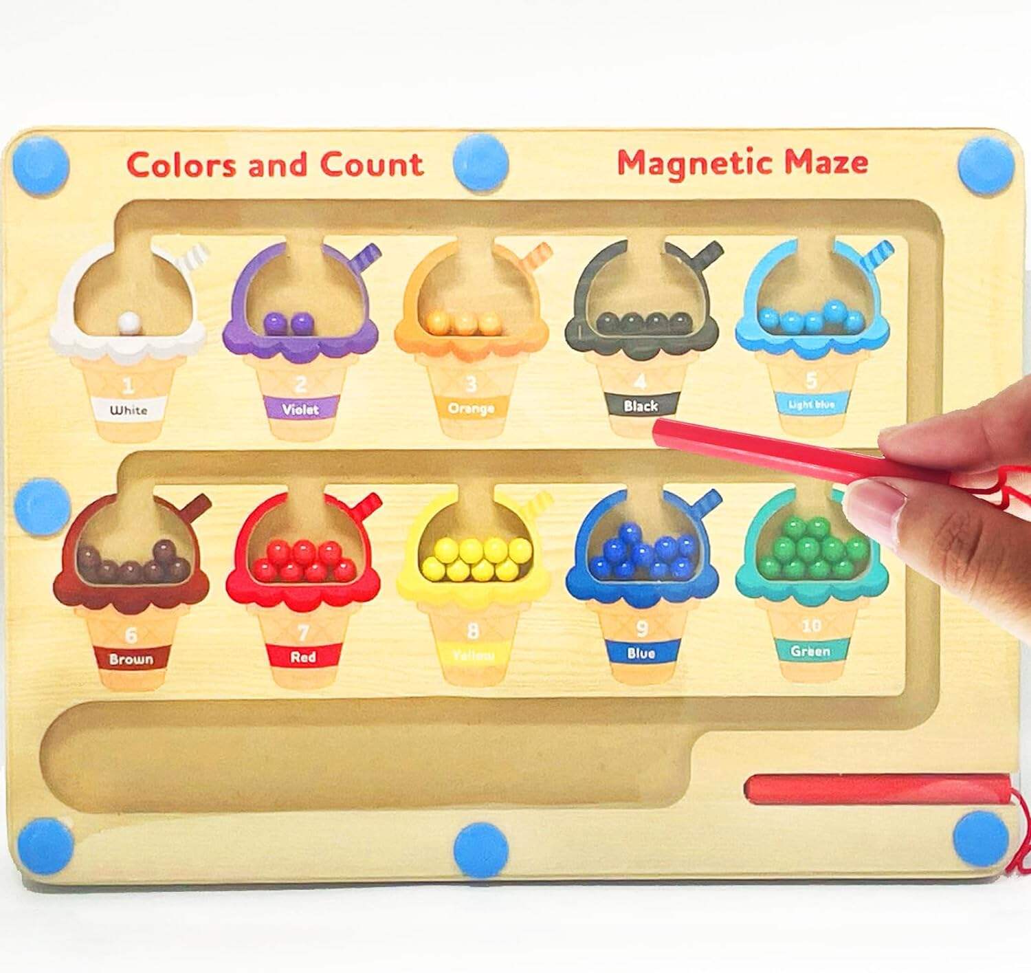 Warna Magnet Kayu Dan Teka-teki Maze Nombor Mainan Maze Warna Magnetik Papan Aktiviti Kanak-Kanak Papan Warna Magnet Dan Maze Nombor