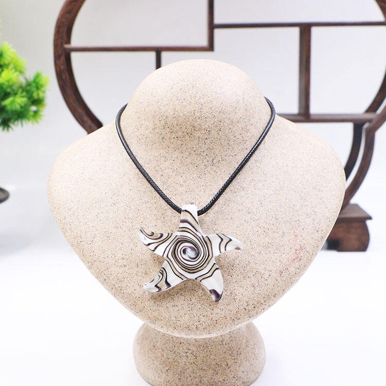 New Arrival Murano Lampwork Handmade Art Glass Starfish Pendant Necklace for Jewelry Making details