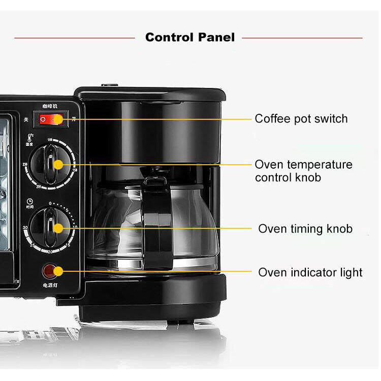 3-in-1 Functional Electric Oven Coffee Maker machine Baking Tray Cooker Bake Element Metal Steel Glass supplier