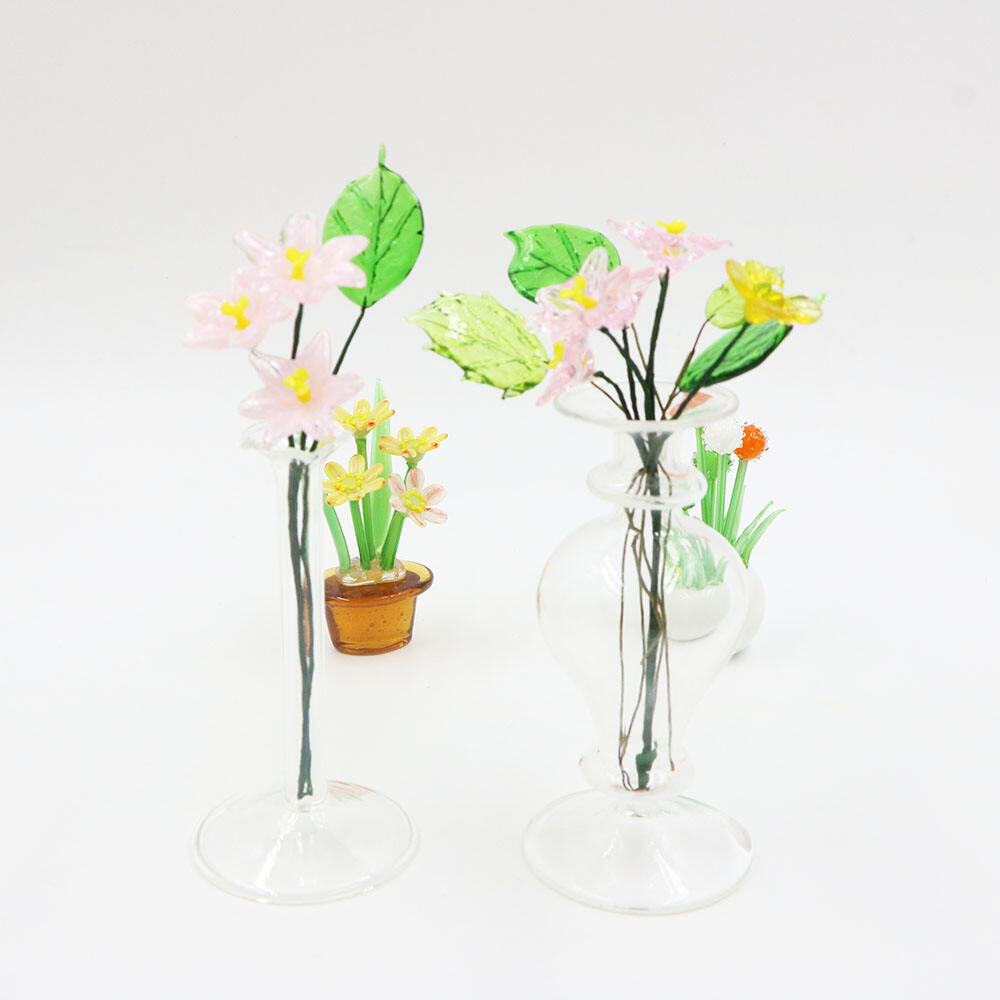 Wholesale  Handmade lampwork borosilicate glass plant vase transparent glass clear vase for flowers details